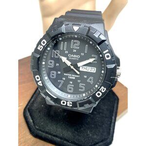 Casio Mens Watch MRW210H 50mm Quartz Analog Black Dial Day Date Resin Strap 5474